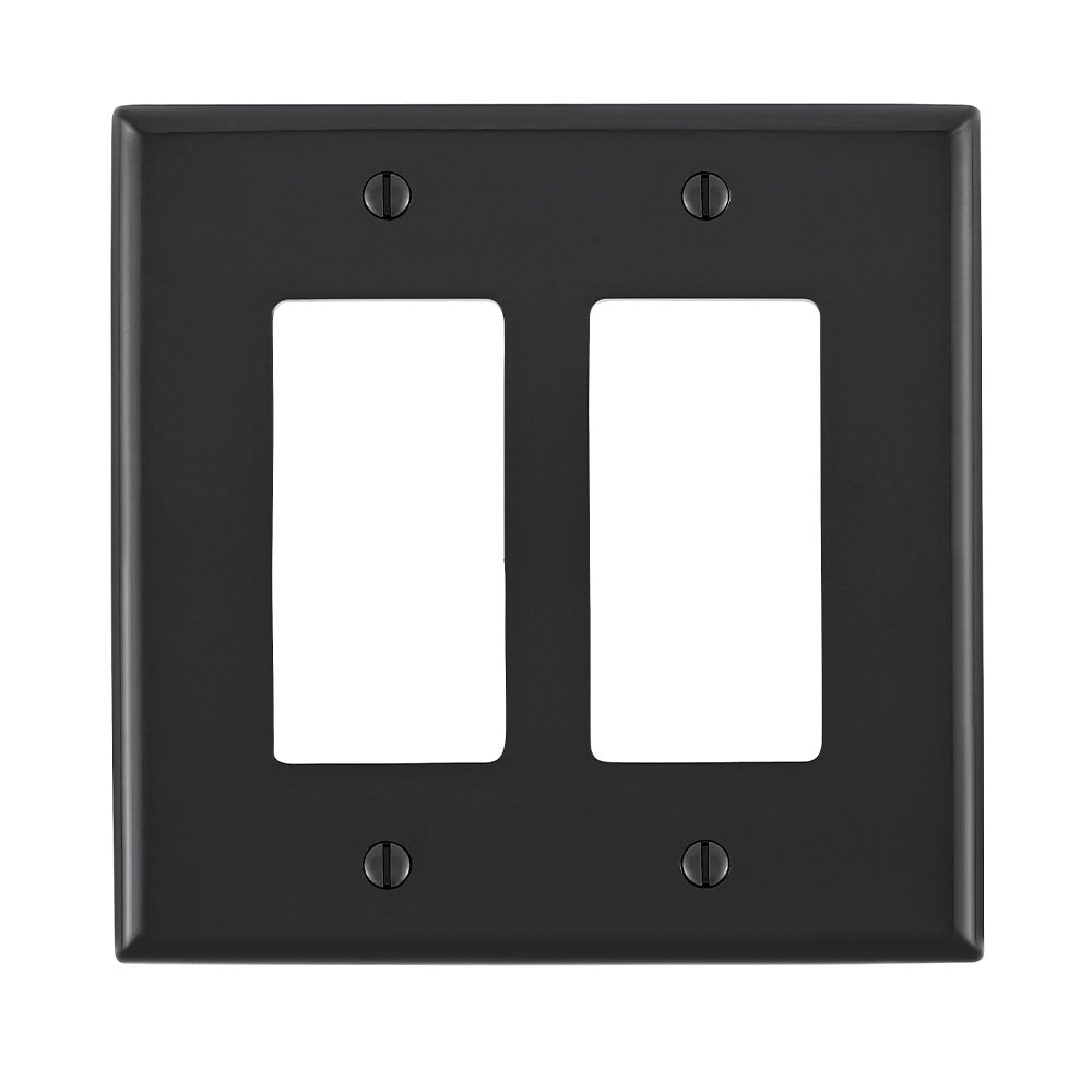 Product image for 2-Gang Decora/GFCI Device Wallplate, Midway Size, Thermoplastic Nylon, Black
