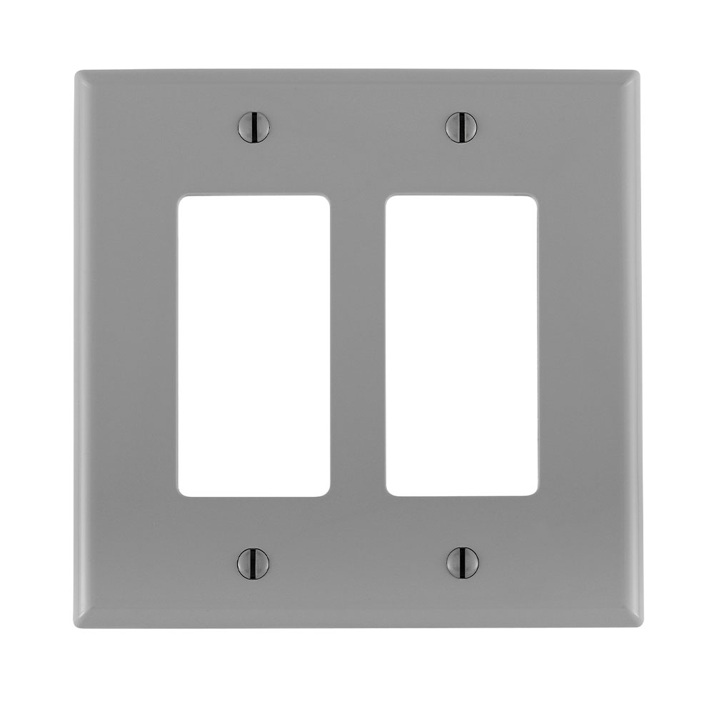 Product image for 2-Gang Decora/GFCI Device Wallplate, Midway Size, Thermoplastic Nylon, Gray