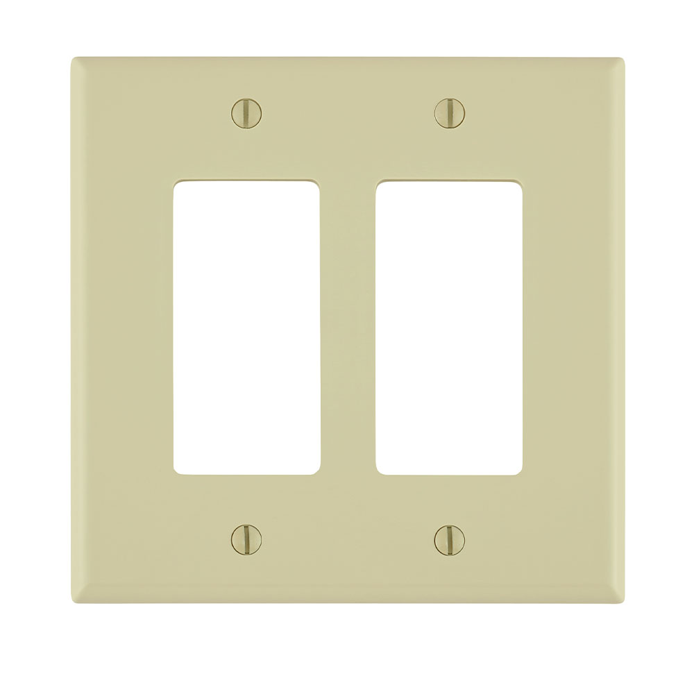 Product image for 2-Gang Decora/GFCI Device Wallplate, Midway Size, Thermoplastic Nylon, Ivory