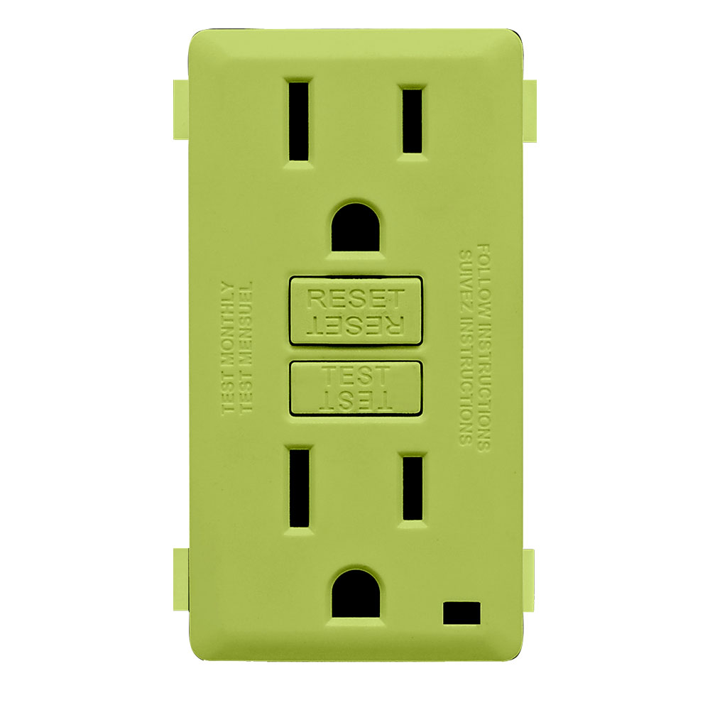 Product image for RENU® 15 Amp Tamper-Resistant GFCI Outlet/Receptacle Color Change Faceplate, Granny Smith Apple