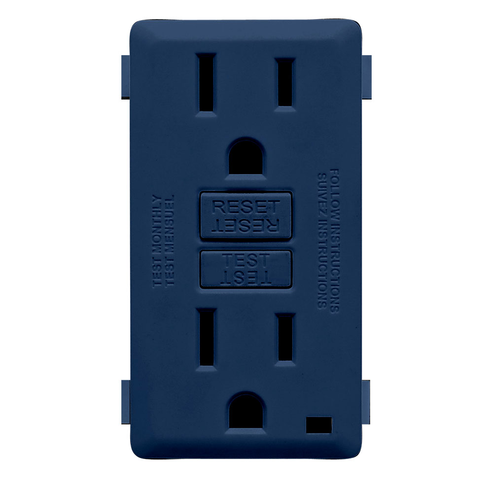 Product image for RENU® 15 Amp Tamper-Resistant GFCI Outlet/Receptacle Color Change Faceplate, Rich Navy