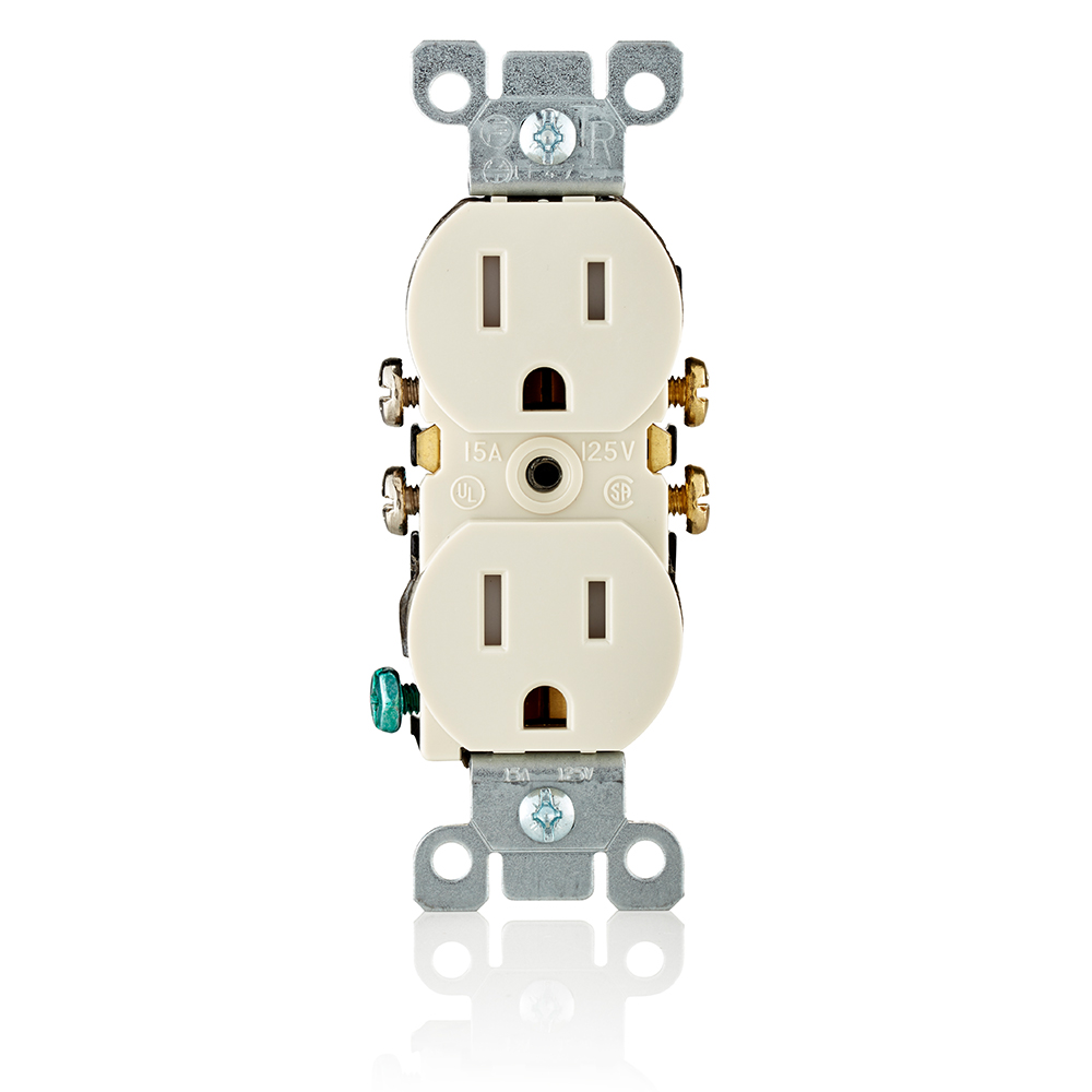 Product image for 15 Amp Tamper-Resistant Duplex Outlet/Receptacle, Grounding, Light Almond