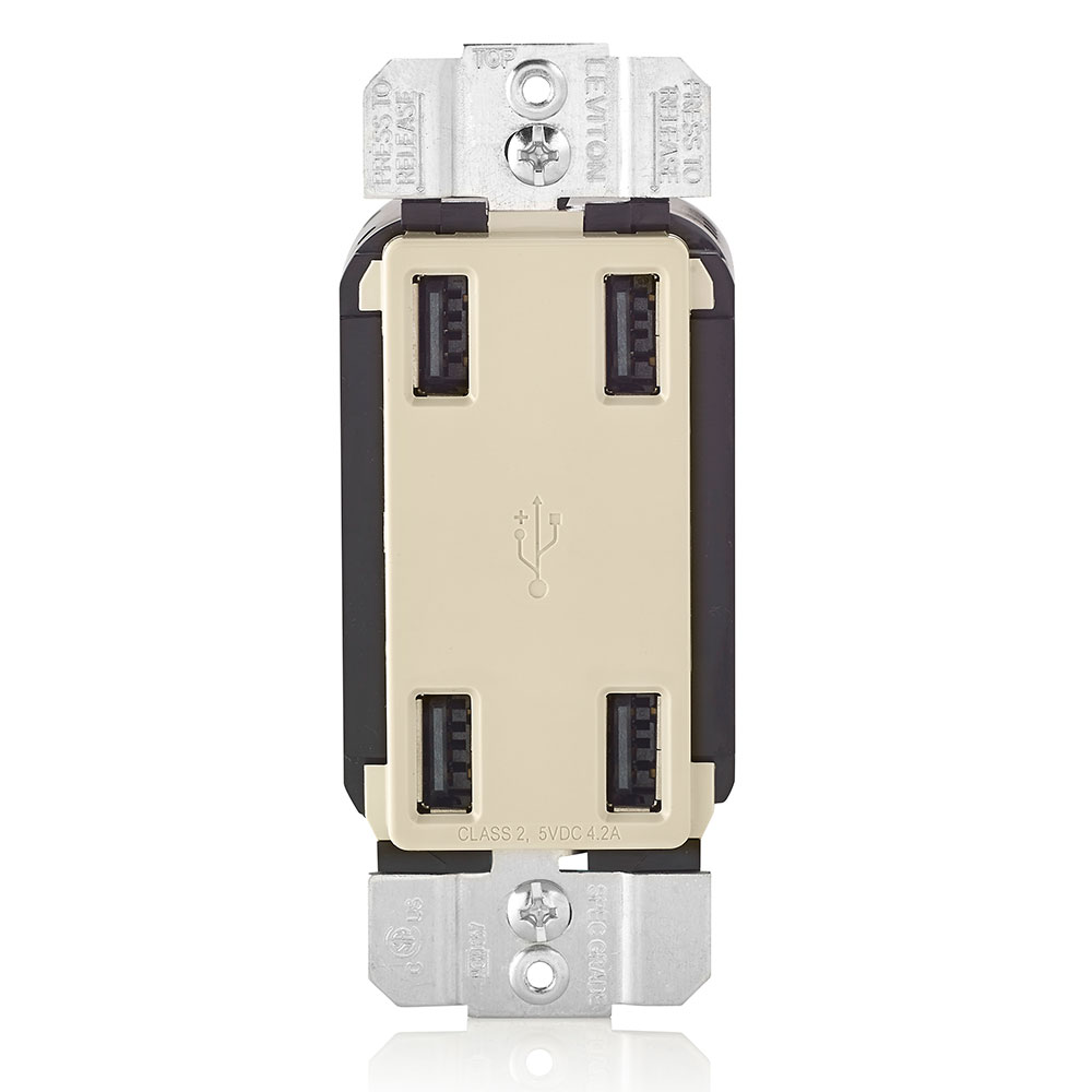 Product image for 4.2A 4-Port USB Type-A Wall Outlet Charger