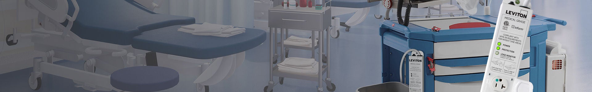 Medical Grade Power Strip on Crash Cart Medical Grade Power Strip on Crash Cart