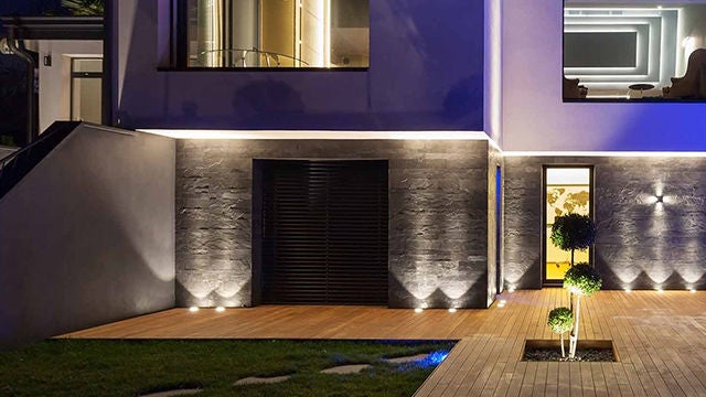 Modern exterior lighting on house