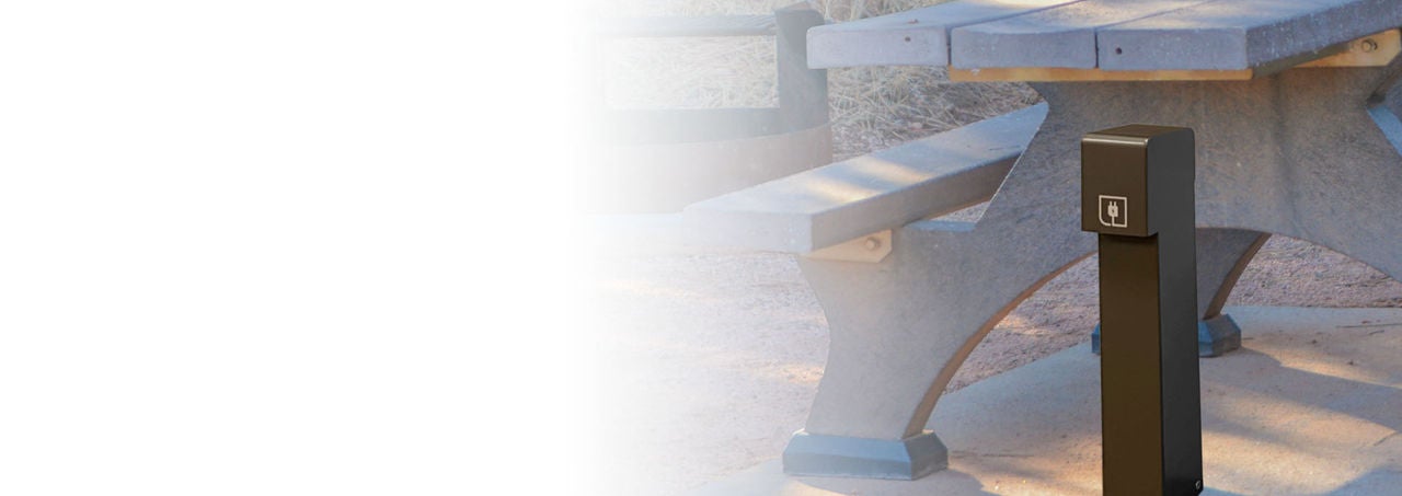 Power Pedestals For Campgrounds Power Pedestal in front of picnic table