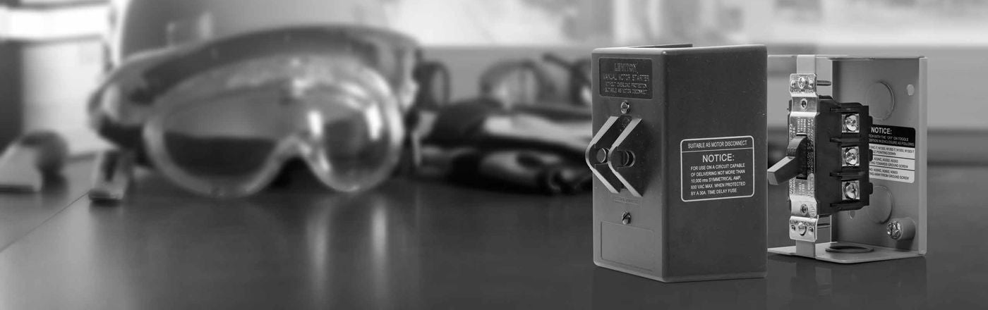 Manual Motor Starter Enclosure open on a countertop Manual Motor Starter Enclosure open on a countertop