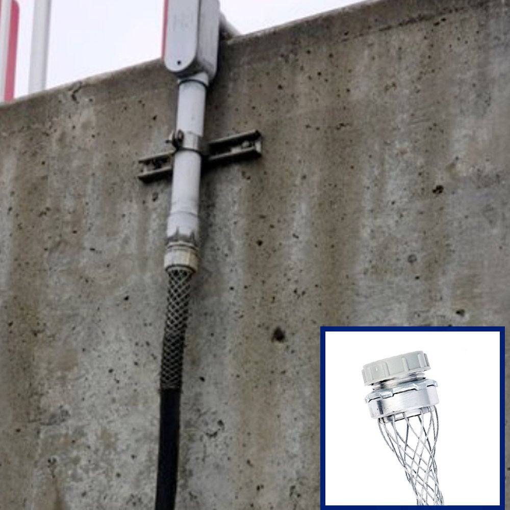Strain Relief Grips providing extra support to cable assembly on wall mounted power