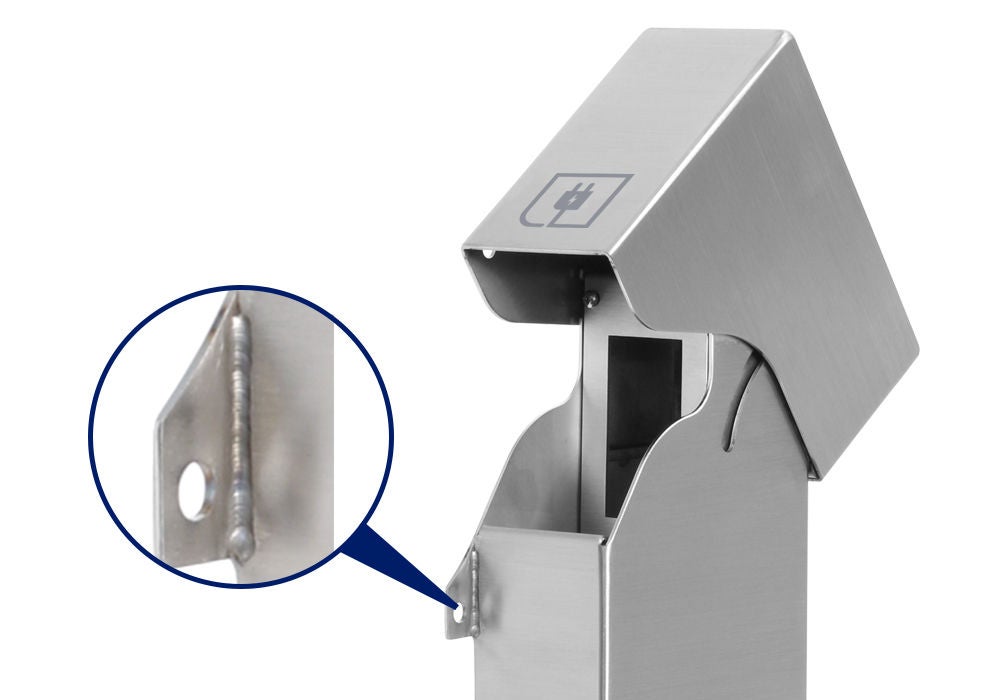 Welded-Stainless-Steel-Construction Power Pedestal With Cover Open