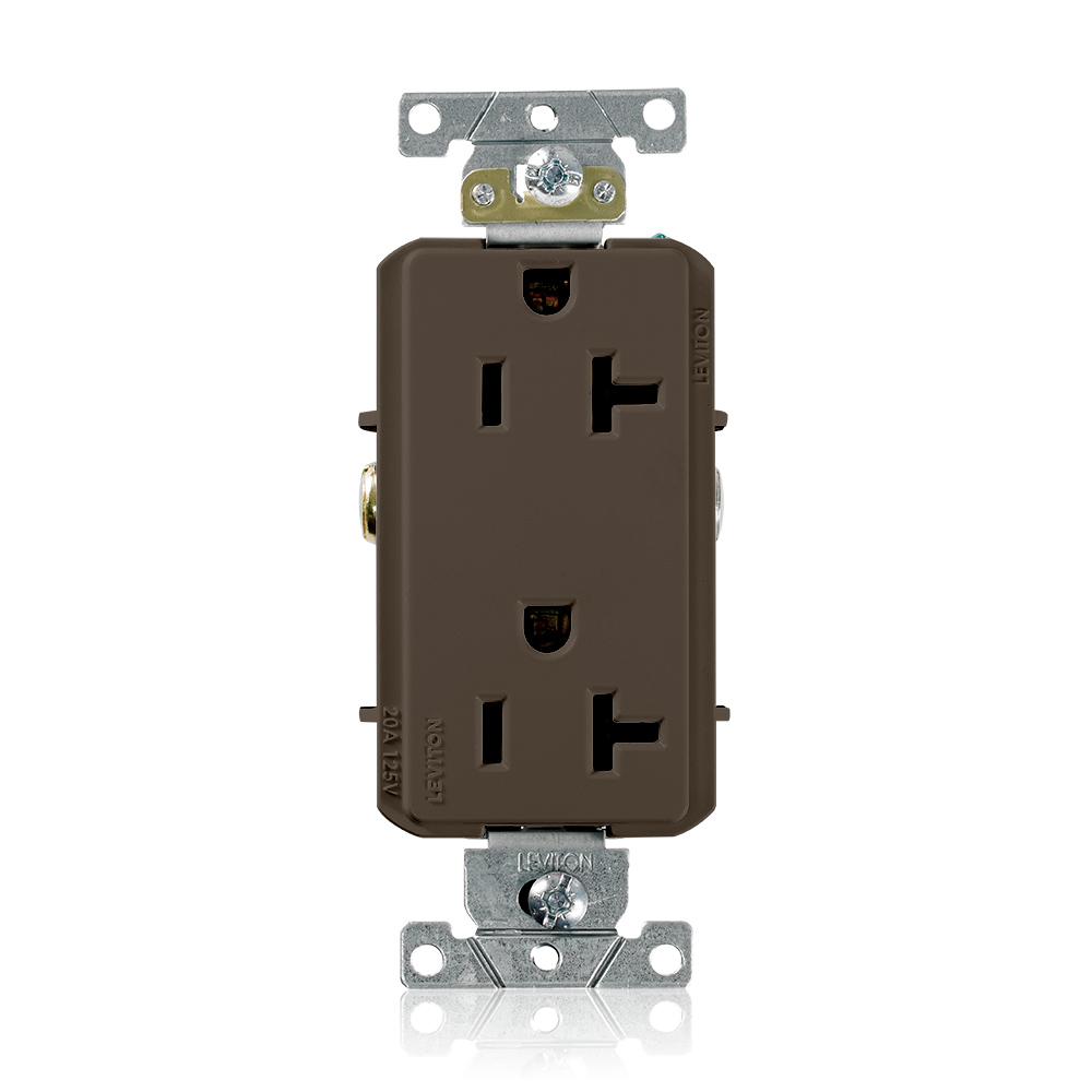 Product image for 20 Amp Decora Plus Duplex Receptacle/Outlet, Industrial Grade, Self-Grounding