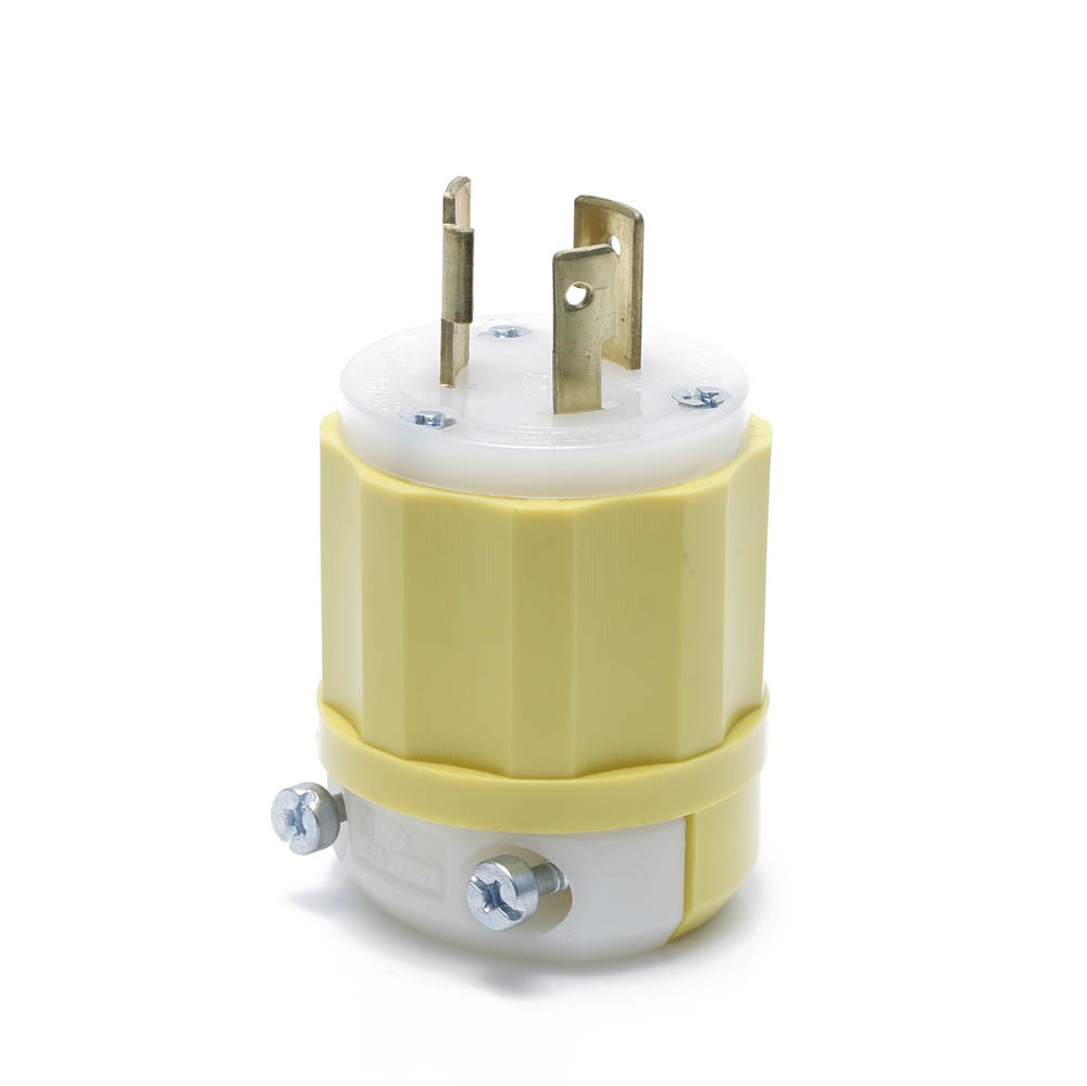 Product image for Locking Plug, 20 Amp, 125 Volt, Industrial Grade, Yellow & White