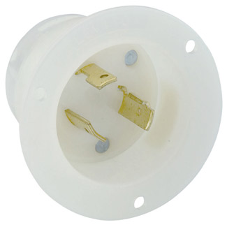 Product image for 20 Amp, 125 Volt, Flanged Inlet Locking Receptacle, Industrial Grade