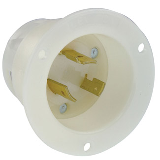 Product image for 20 Amp, 277 Volt, Flanged Inlet Locking Receptacle, Industrial Grade