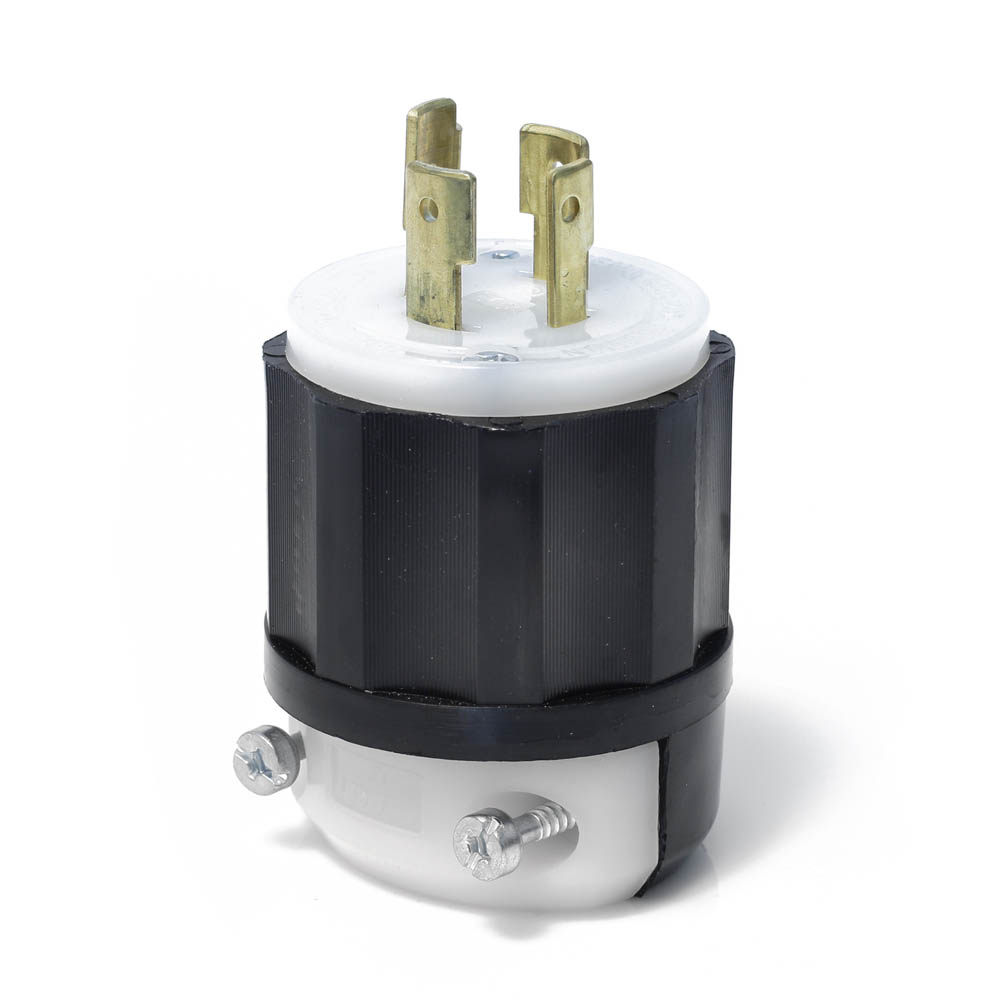 Product image for Locking Plug, 20 Amp, 120/208 Volt, Industrial Grade, Black & White