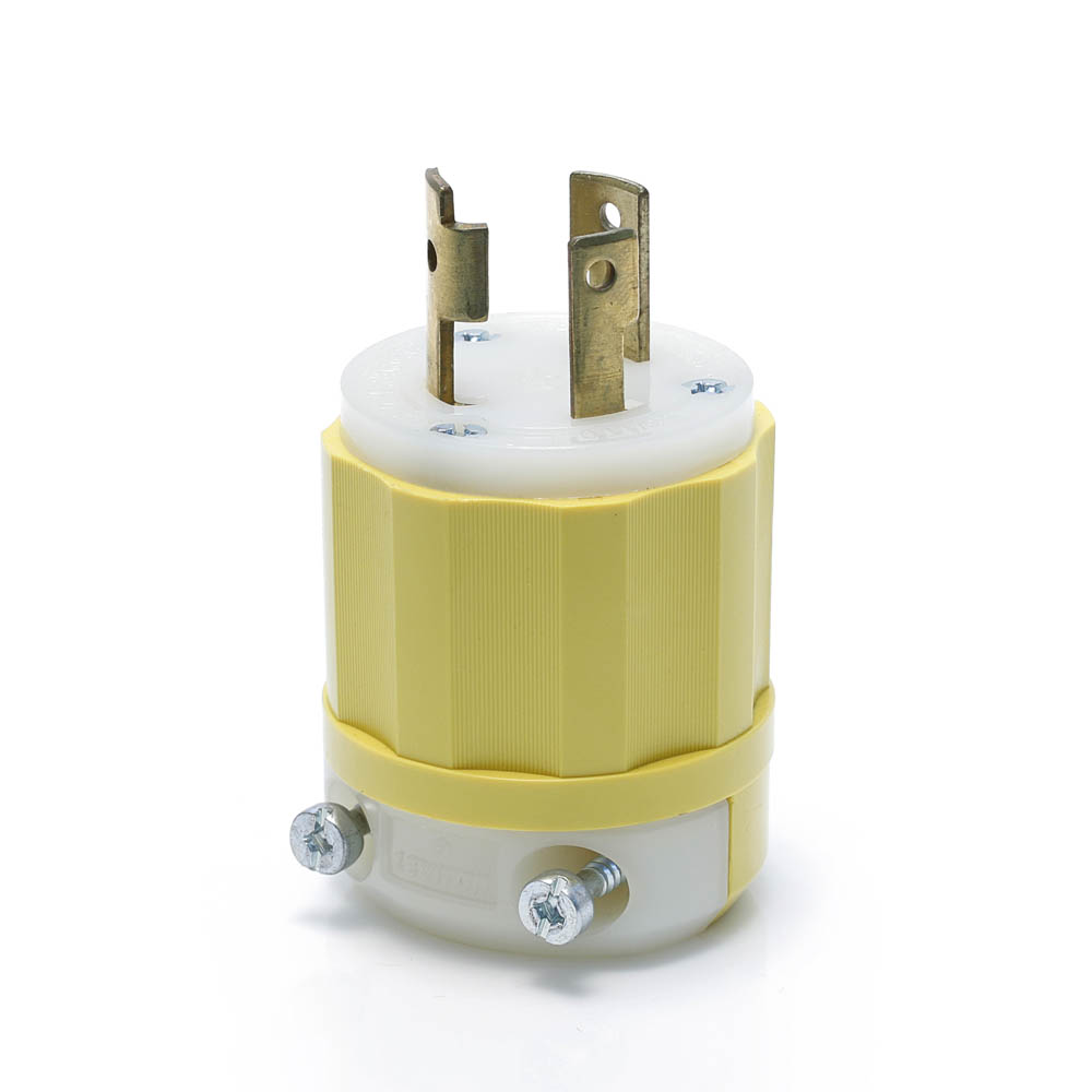 Product image for Locking Plug, 30 Amp, 125 Volt, Industrial Grade, Yellow & White
