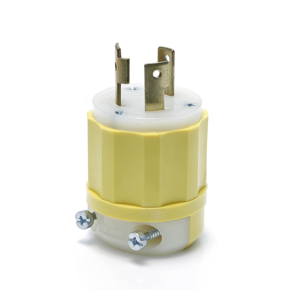 Product image for Locking Plug, 30 Amp, 250 Volt, Industrial Grade, Yellow & White