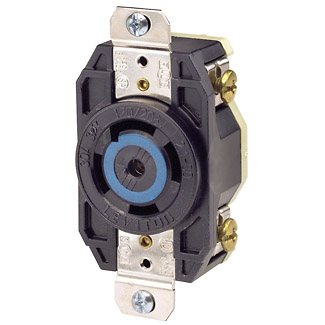 Product image for 30 Amp, 120/208 Volt, Flush Mount Locking Receptacle, Industrial Grade