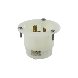 Product image for 20 Amp, 125/250 Volt, Flanged Inlet Locking Receptacle, Industrial Grade