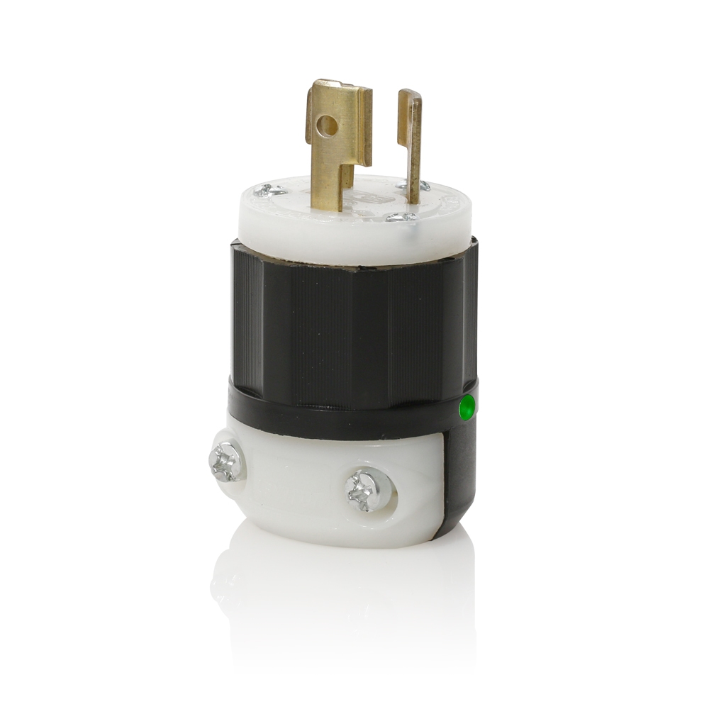 Product image for Locking Plug, 15 Amp, 250 Volt, Industrial Grade, Power Indication, Black & White