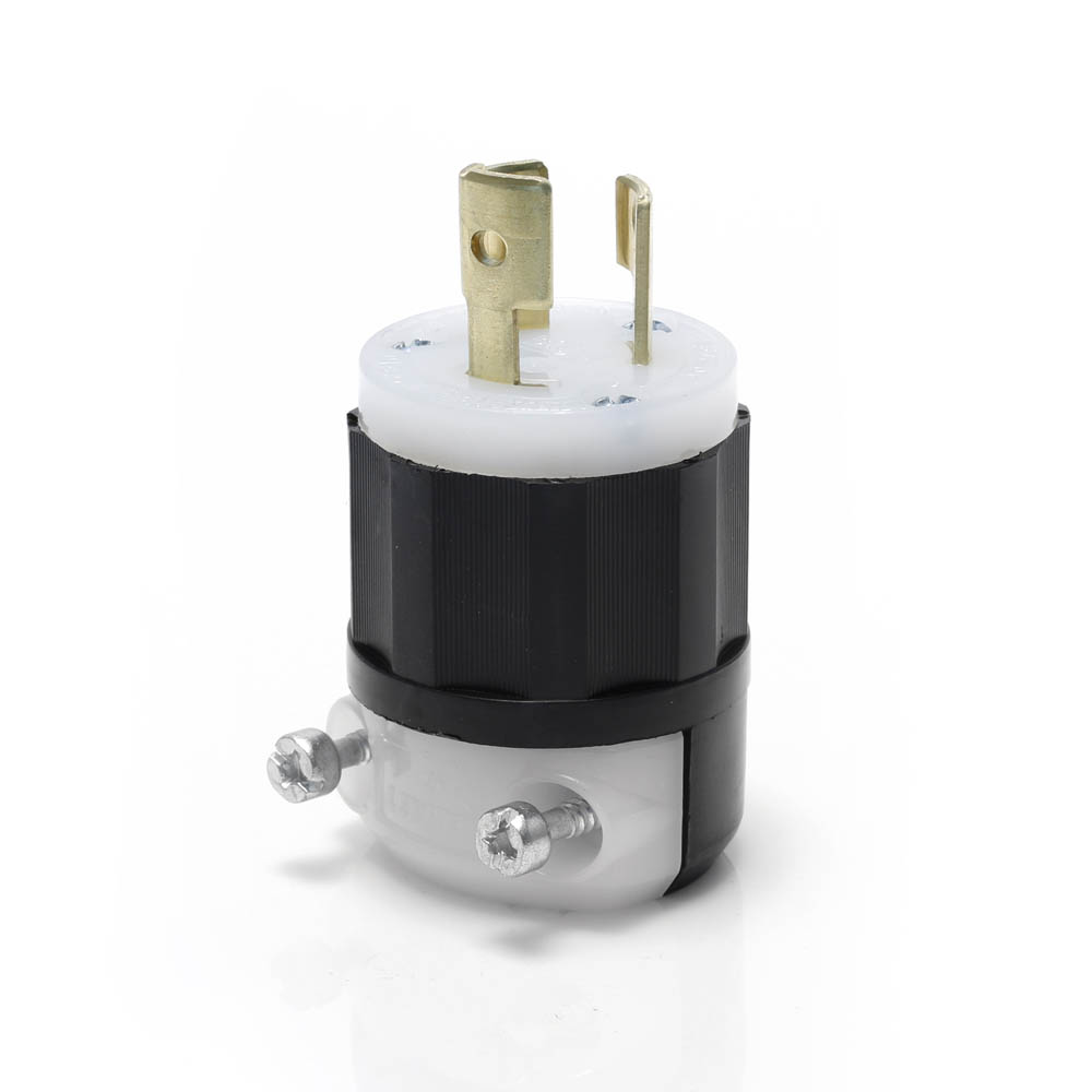 Product image for Locking Plug, 15 Amp, 125 Volt, Industrial Grade, Black & White