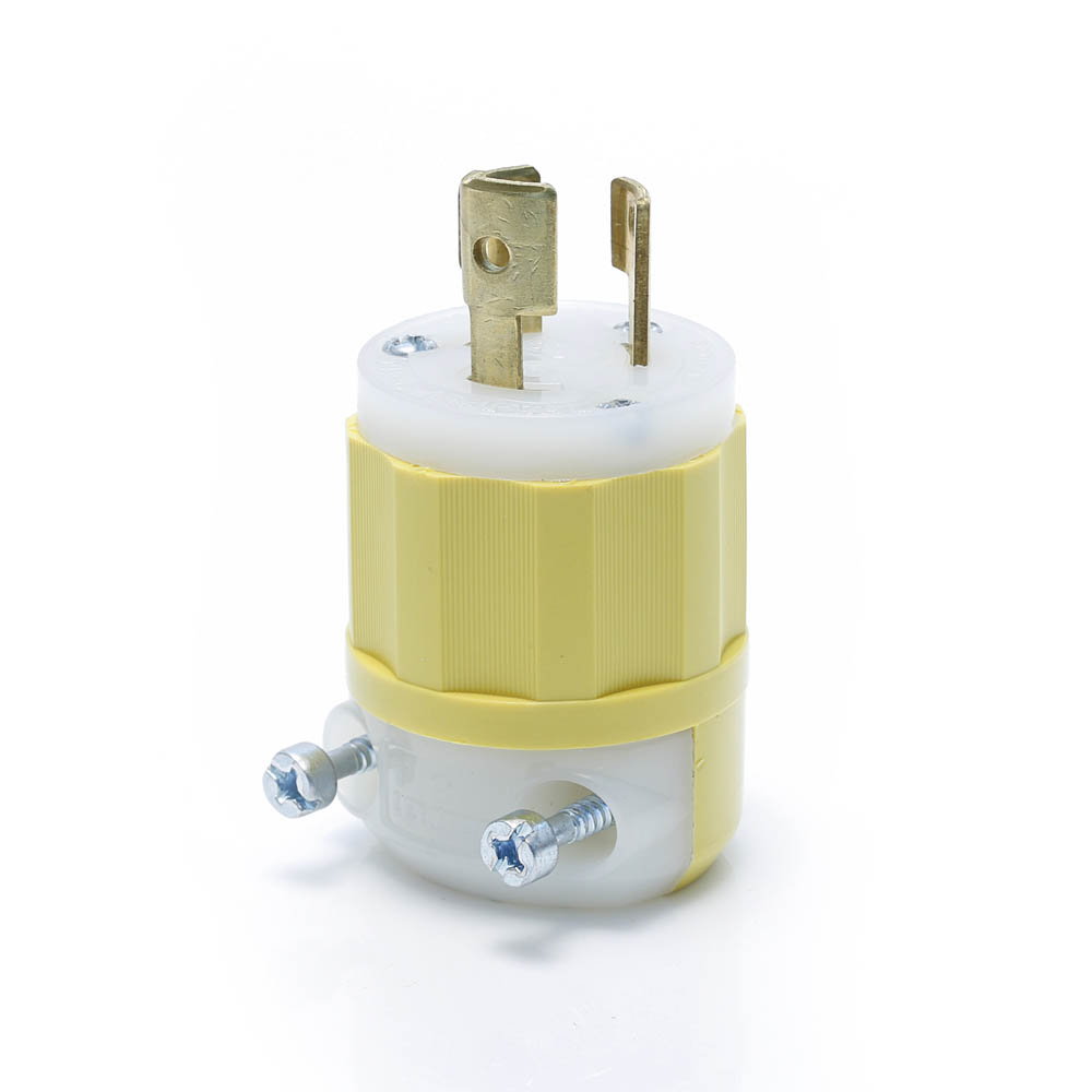 Product image for Locking Plug, 15 Amp, 125 Volt, Industrial Grade, Yellow & White