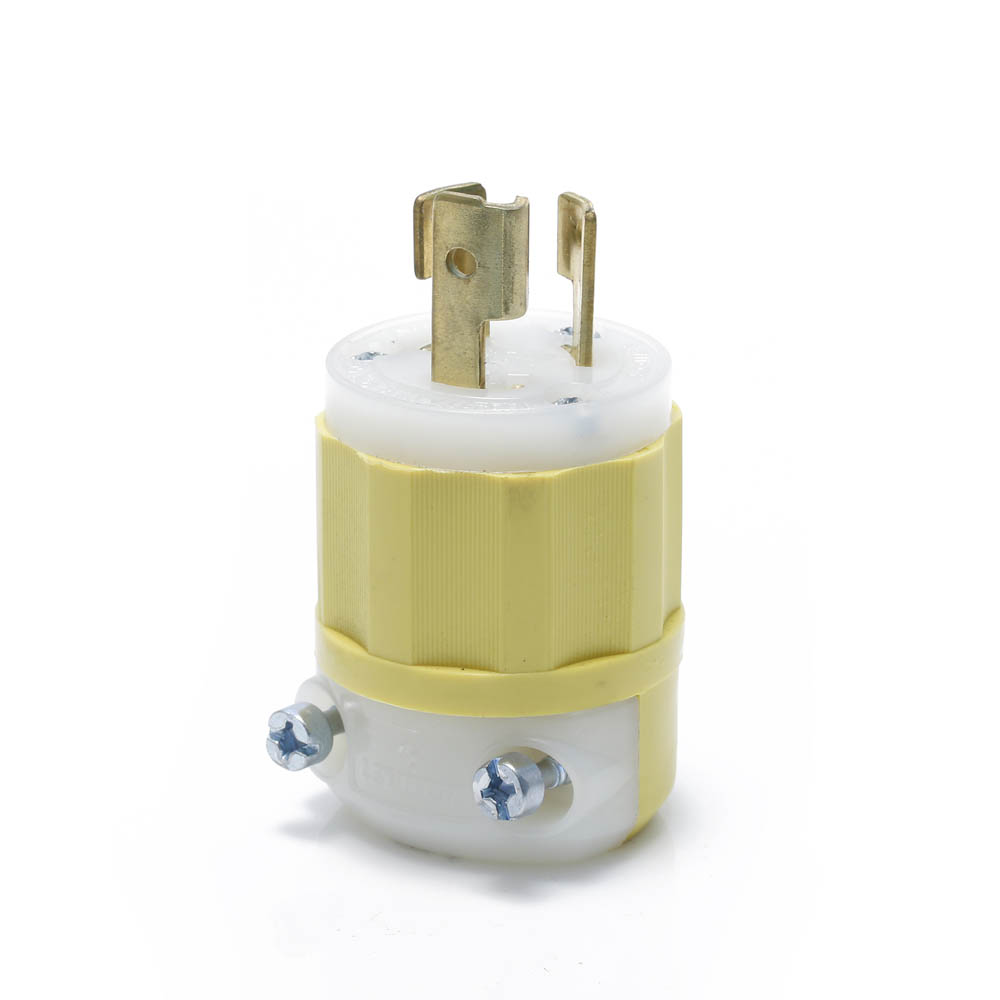 Product image for Locking Plug, 15 Amp, 277 Volt, Industrial Grade, Yellow & White