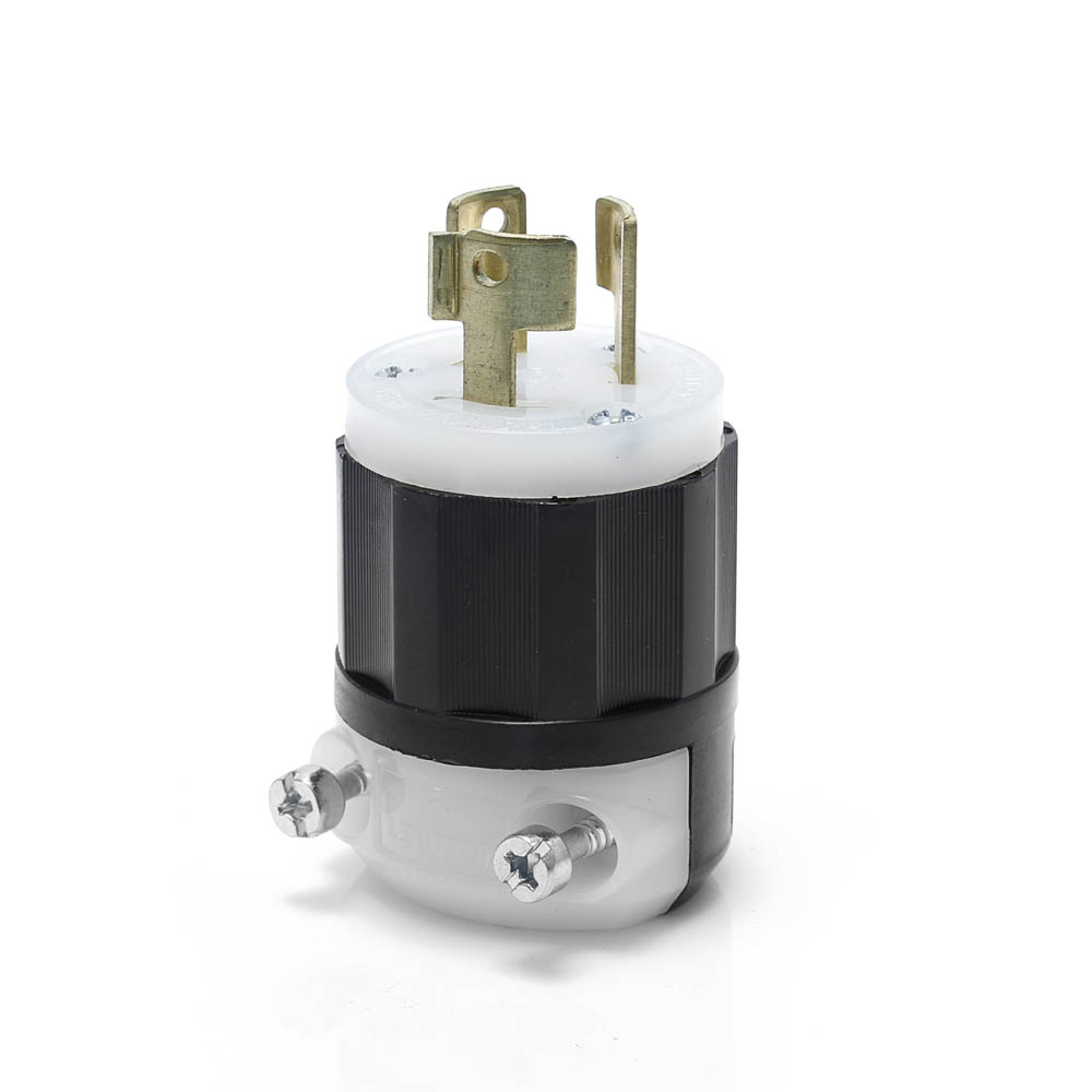 Product image for Locking Plug, 15 Amp, 250 Volt, Industrial Grade, Black & White