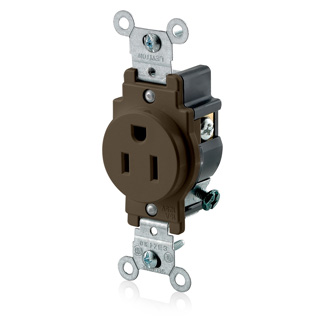 Product image for 15 Amp, 125 Volt, Single Receptacle Outlet, Commercial Grade