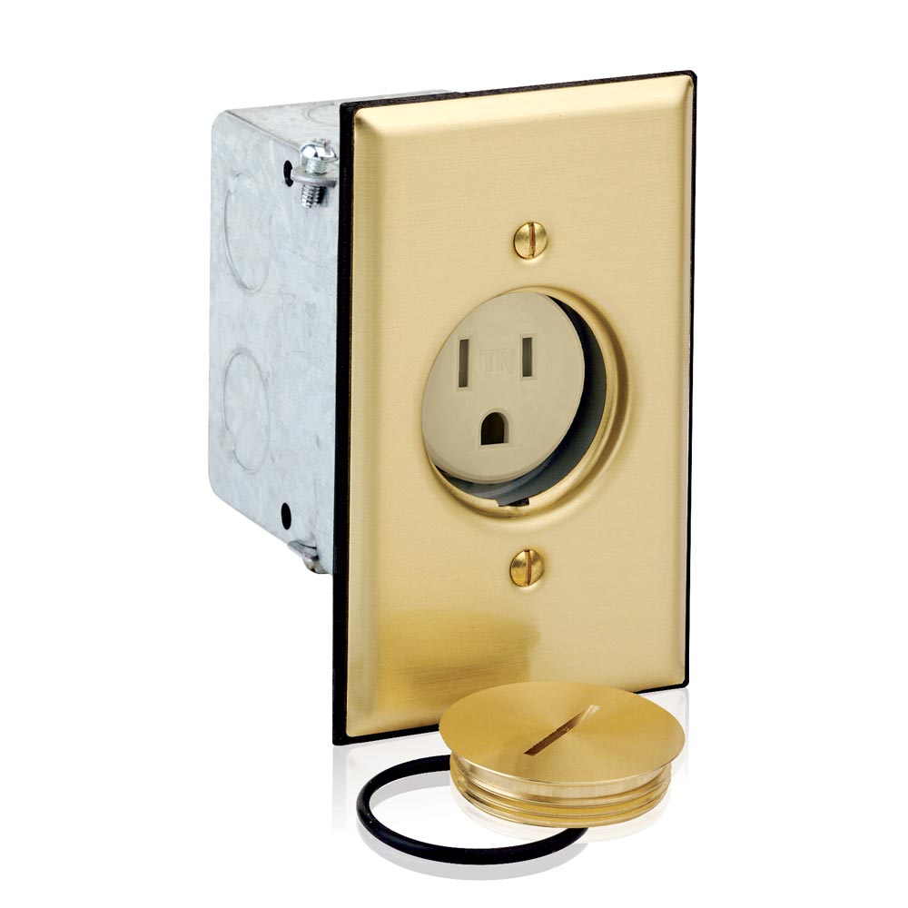 Product image for 15 Amp 1-Gang Floor Box Receptacle/Outlet Assembly, Tamper-Resistant