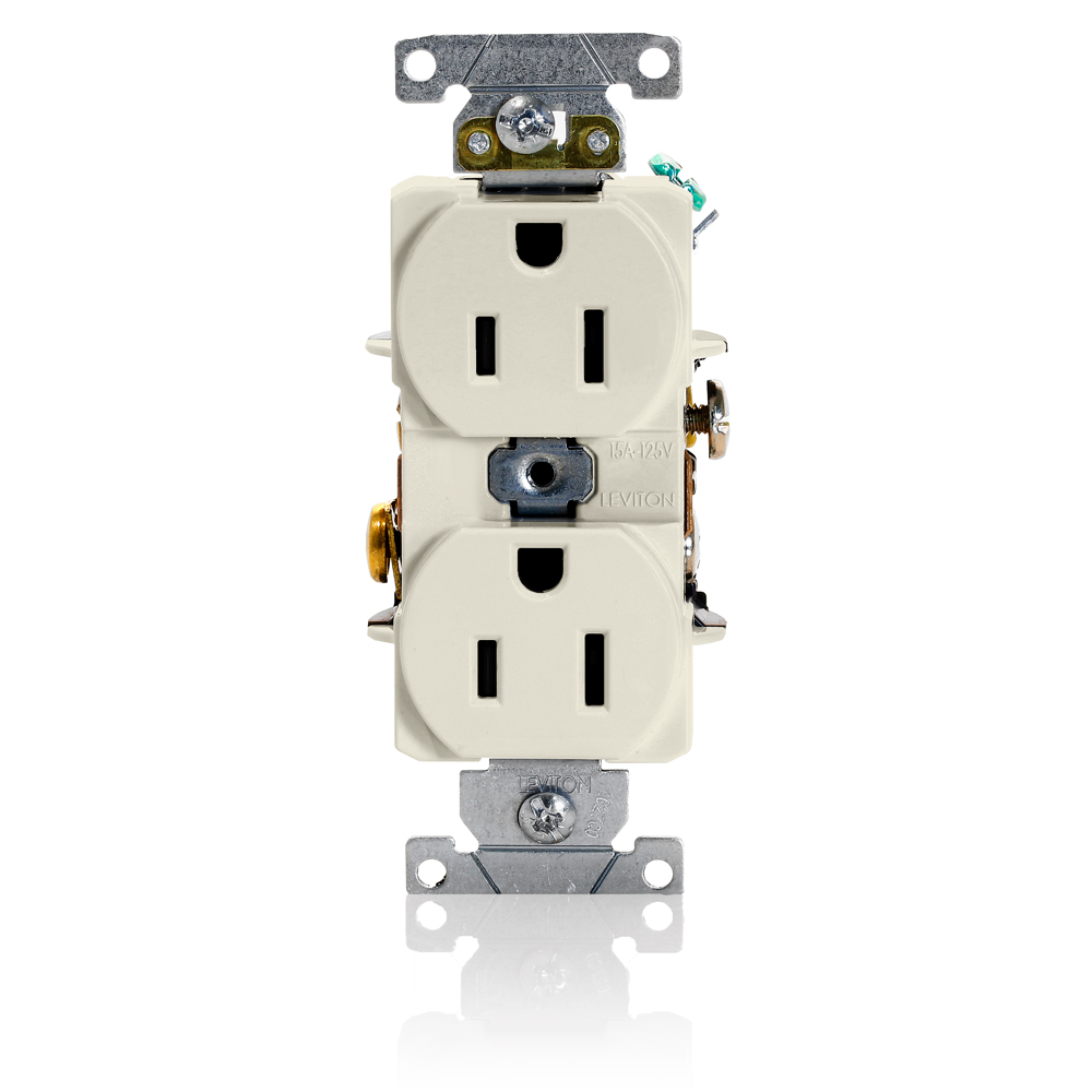 Product image for 15 Amp Duplex Receptacle/Outlet, Industrial Grade, Self-Grounding