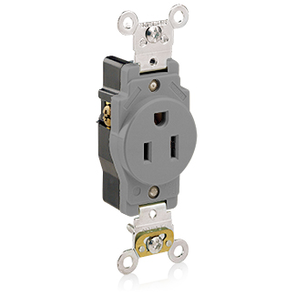 Product image for 15 Amp Single Receptacle/Outlet, Industrial Grade, Self-Grounding