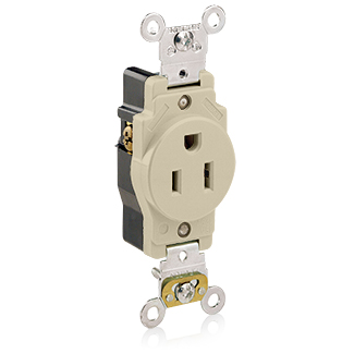 Product image for 15 Amp Single Receptacle/Outlet, Industrial Grade, Self-Grounding