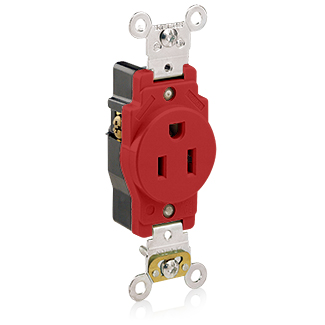 Product image for 15 Amp Single Receptacle/Outlet, Industrial Grade, Self-Grounding