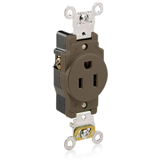 Product image for 15 Amp Single Receptacle/Outlet, Industrial Grade, Self-Grounding