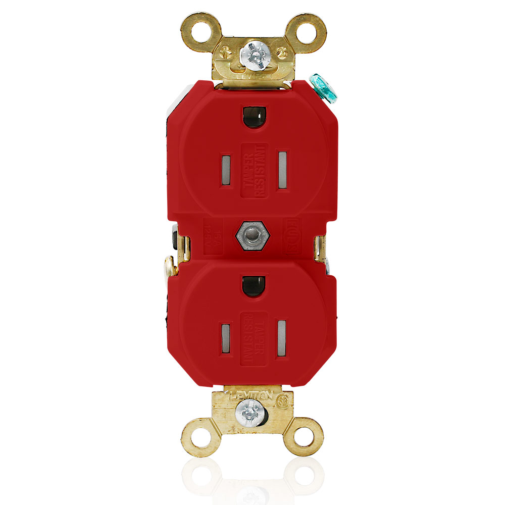Product image for 15 Amp Duplex Receptacle/Outlet, Industrial Grade, Tamper-Resistant, Self-Grounding