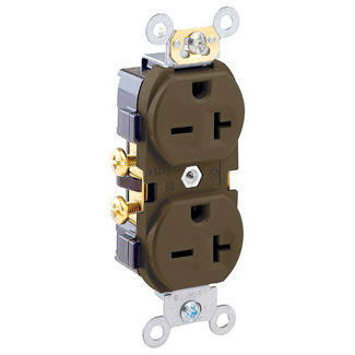 Product image for 20 Amp Duplex Receptacle/Outlet, Commercial Grade, Self-Grounding