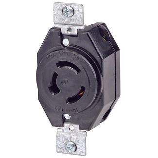 Product image for 20 Amp, 125/250 Volt, Flush Mount Locking Receptacle, Industrial Grade
