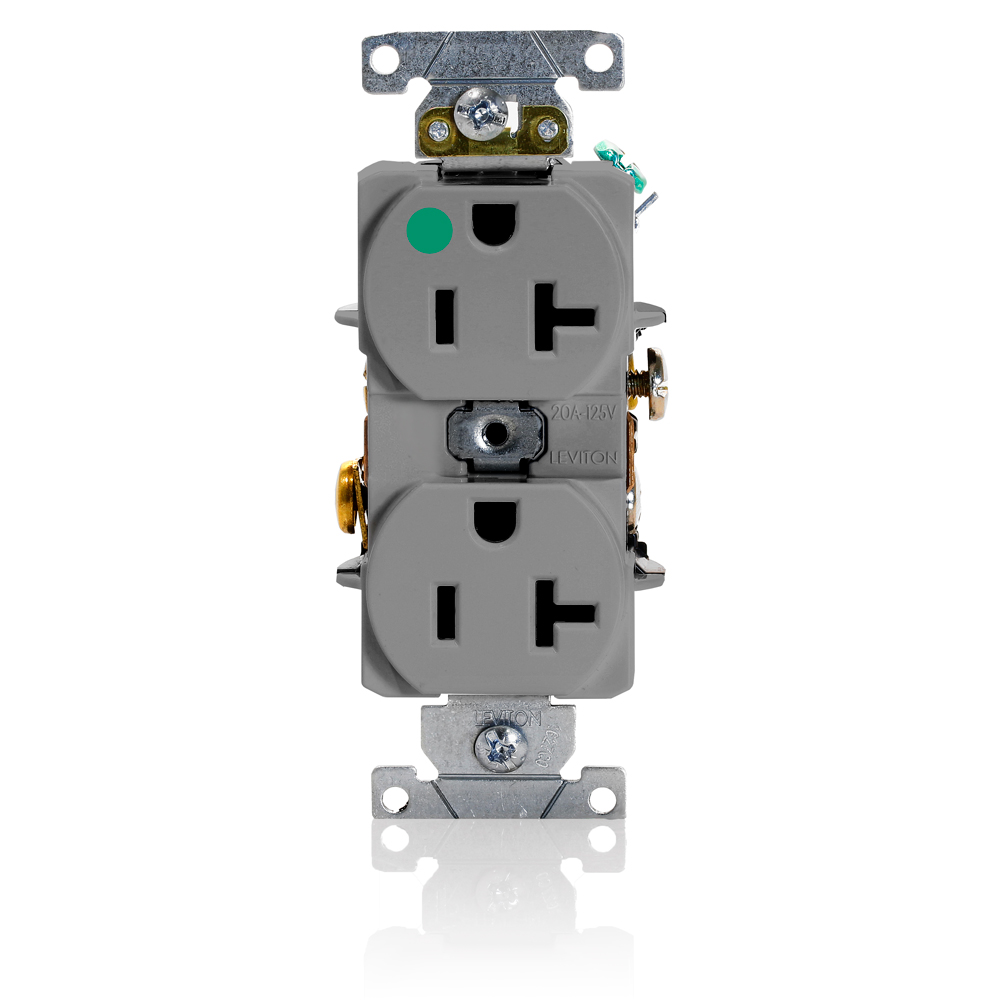 Product image for 20 Amp Duplex Receptacle/Outlet, Hospital Grade, Self-Grounding