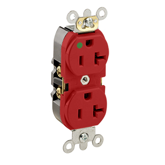 Product image for 20 Amp Duplex Receptacle/Outlet, Hospital Grade, Illuminated, Self-Grounding