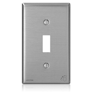Product image for 1-Gang Toggle Switch Wallplate, Standard Size, Antimicrobial Treated Powder Coated Stainless Steel