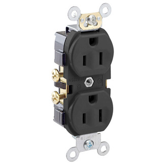 Product image for 15 Amp Duplex Receptacle/Outlet, Commercial Grade, Self-Grounding