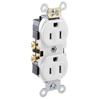 Product image for 15 Amp Duplex Receptacle/Outlet, Commercial Grade, Self-Grounding