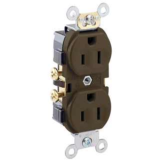 Product image for 15 Amp Duplex Receptacle/Outlet, Commercial Grade, Self-Grounding