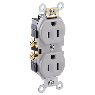 Product image for 15 Amp Duplex Receptacle/Outlet, Commercial Grade, Self-Grounding