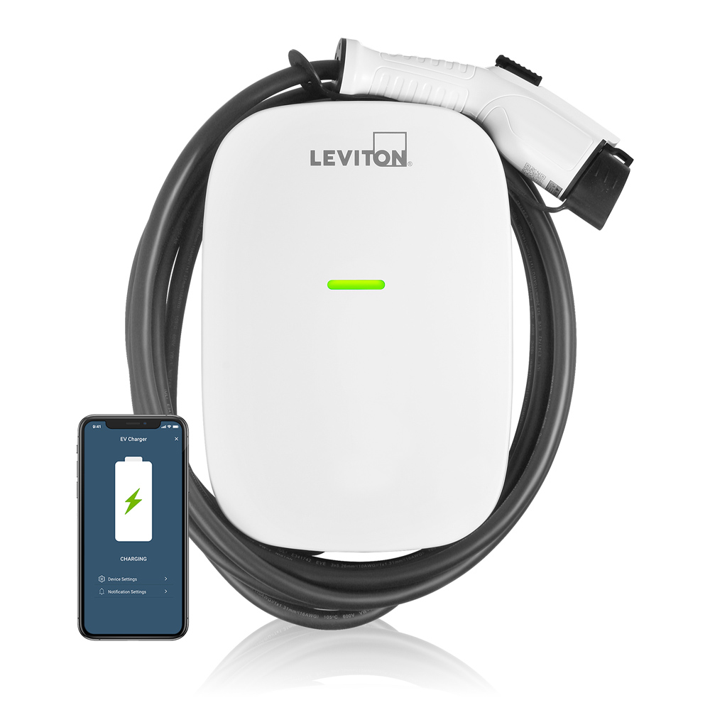 Product image for 32 Amp Level 2 Electric Vehicle Charging Station With Wi-Fi, Works with My Leviton App