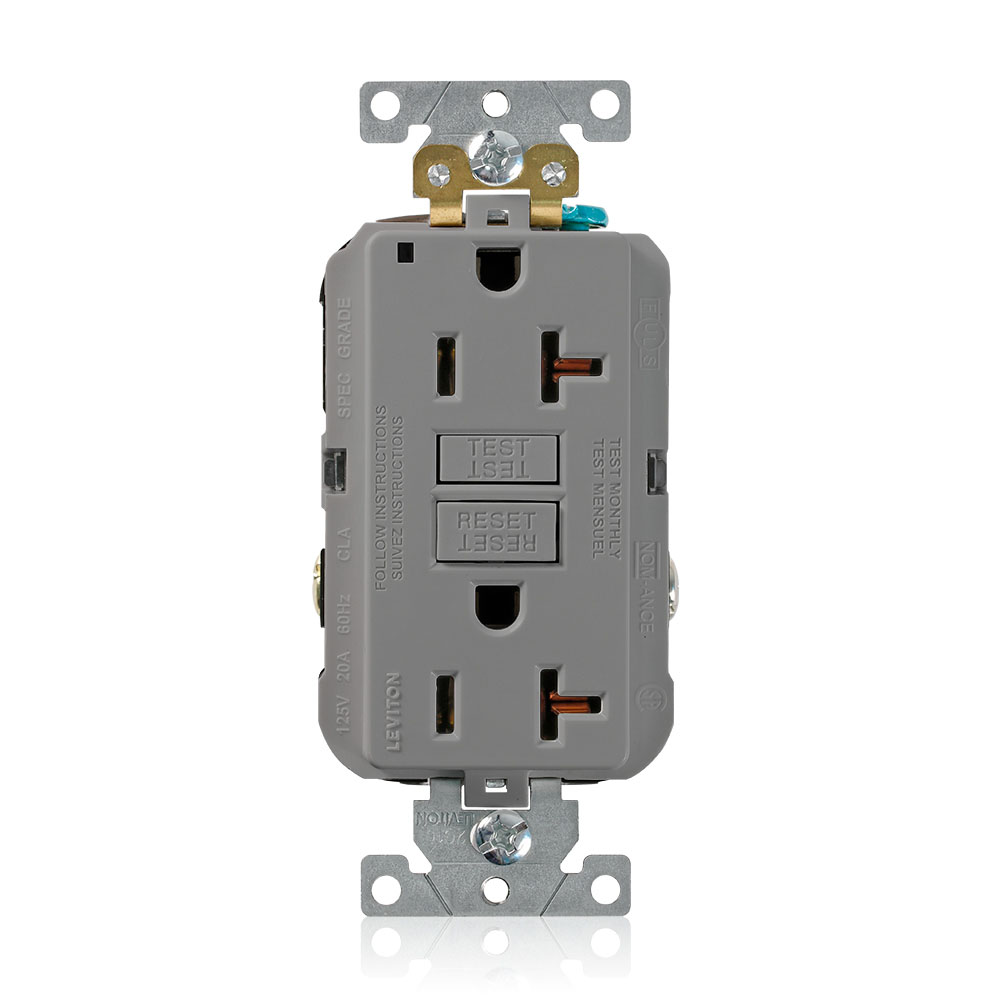 Product image for 20 Amp SmartlockPro® GFCI Receptacle/Outlet, Industrial Grade
