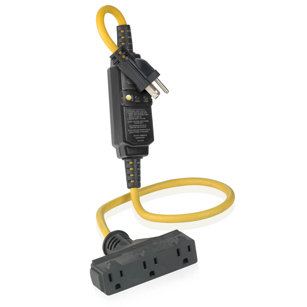 Product image for 15 Amp GFCI Cord Set, 3 Foot, Automatic Reset