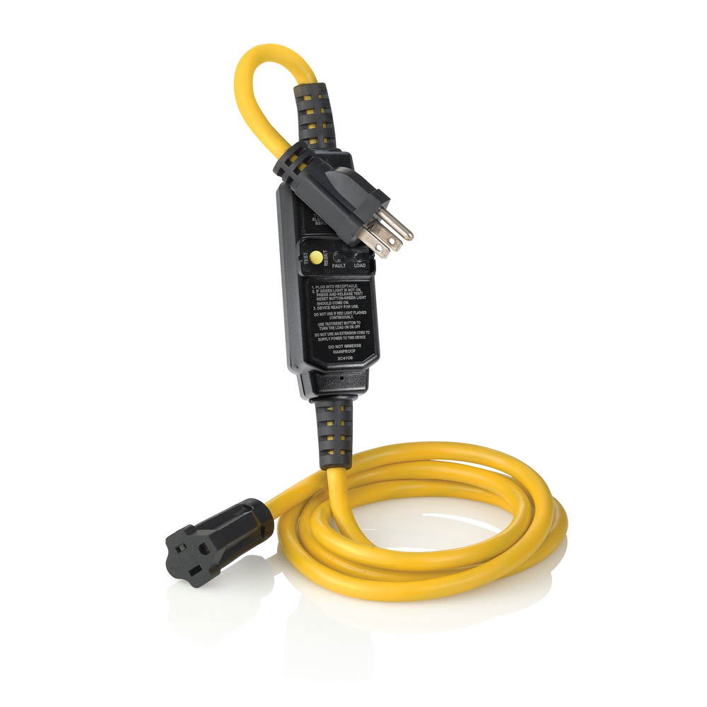 Product image for 15 Amp GFCI Cord Set, 6 Foot, Automatic Reset