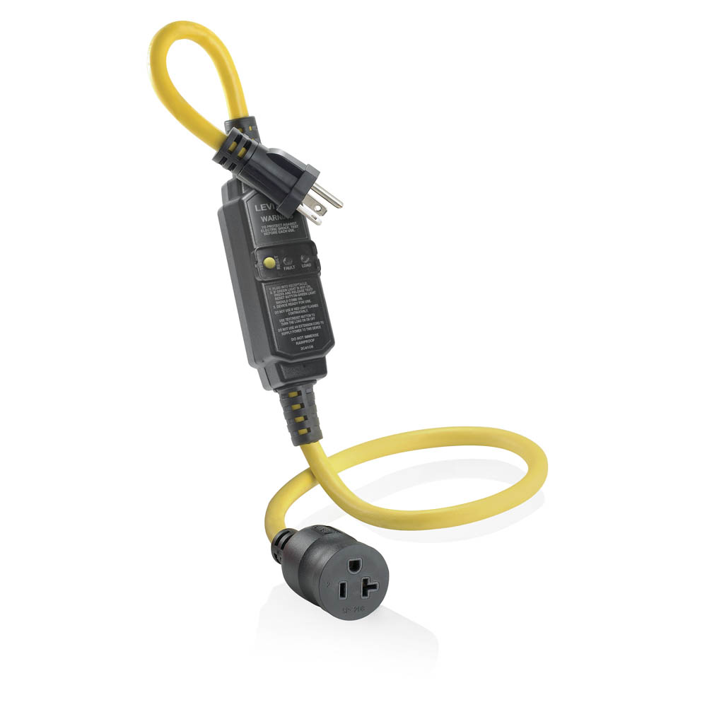 Product image for 20 Amp GFCI Cord Set, 3 Foot, Automatic Reset