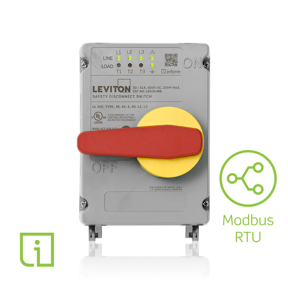 Product image for 30/32 Amp Non-Fused Disconnect Switch with Inform™ Technology, Local and Remote Monitoring via Modbus RTU – Powerswitch<sup>®</sup>
